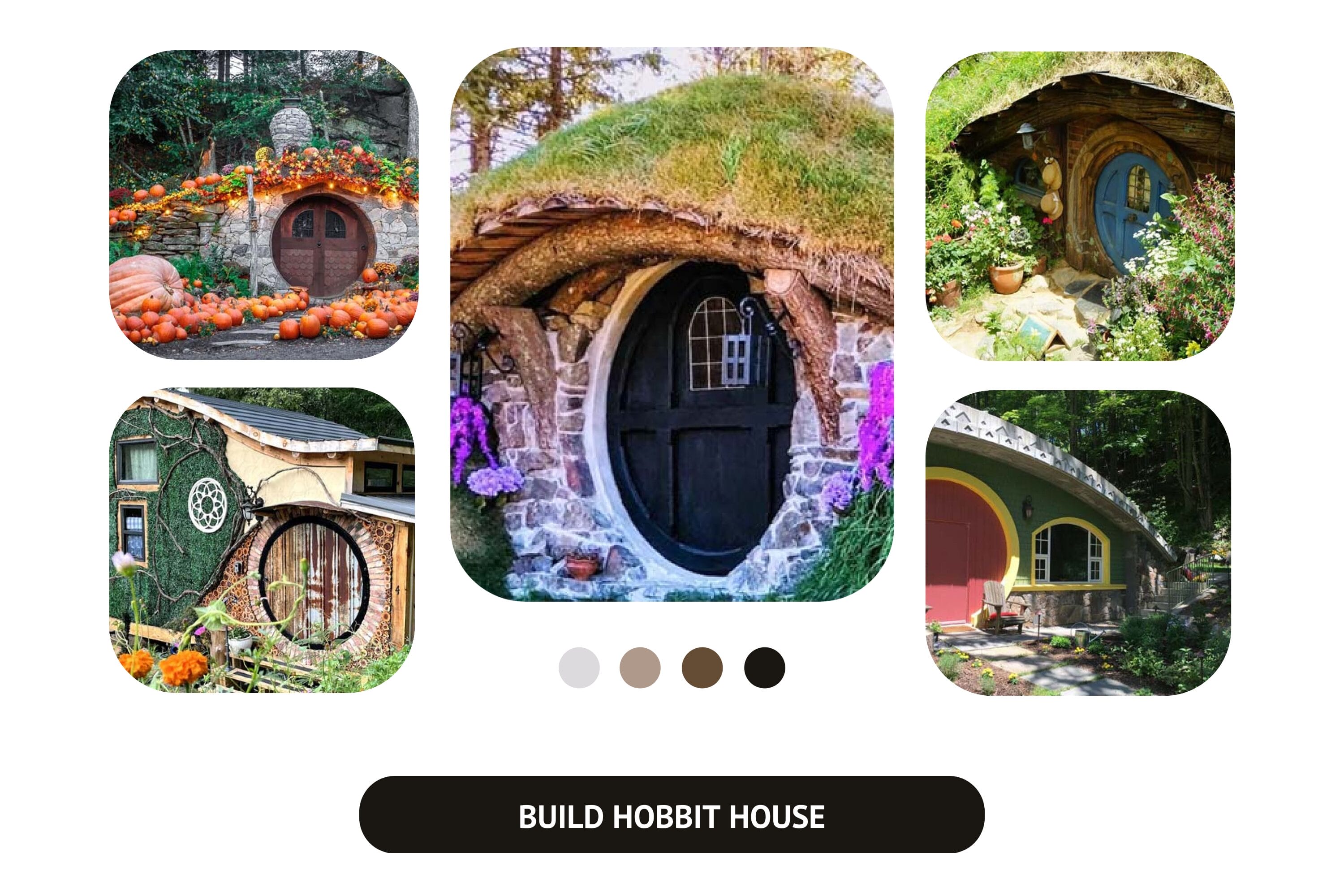 I want to create a charming hobbit-style house.