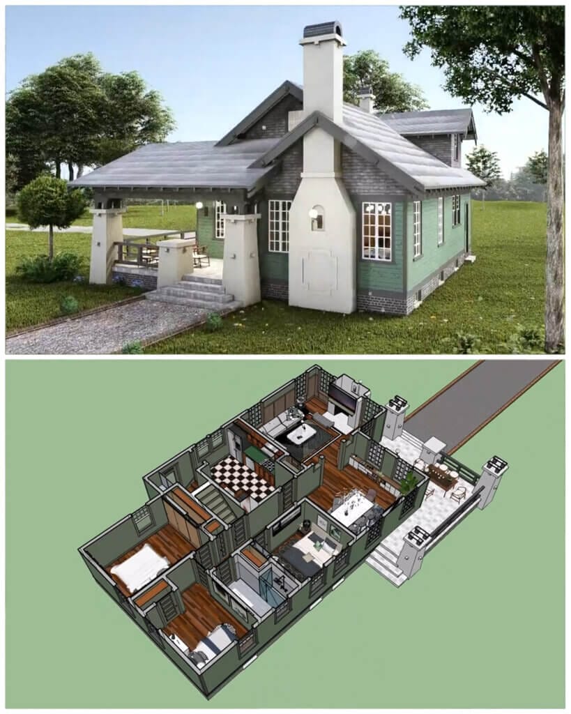 Design your very own floor plan for a charming tiny house.