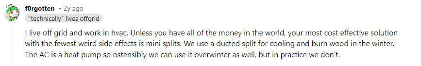 cooling/heating off-gird