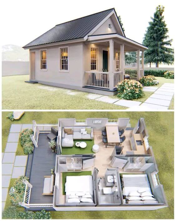 tiny house plans bedroom main floor