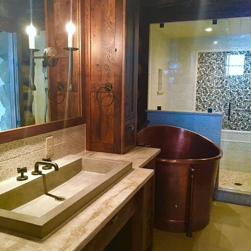 Bathroom in a log cabin