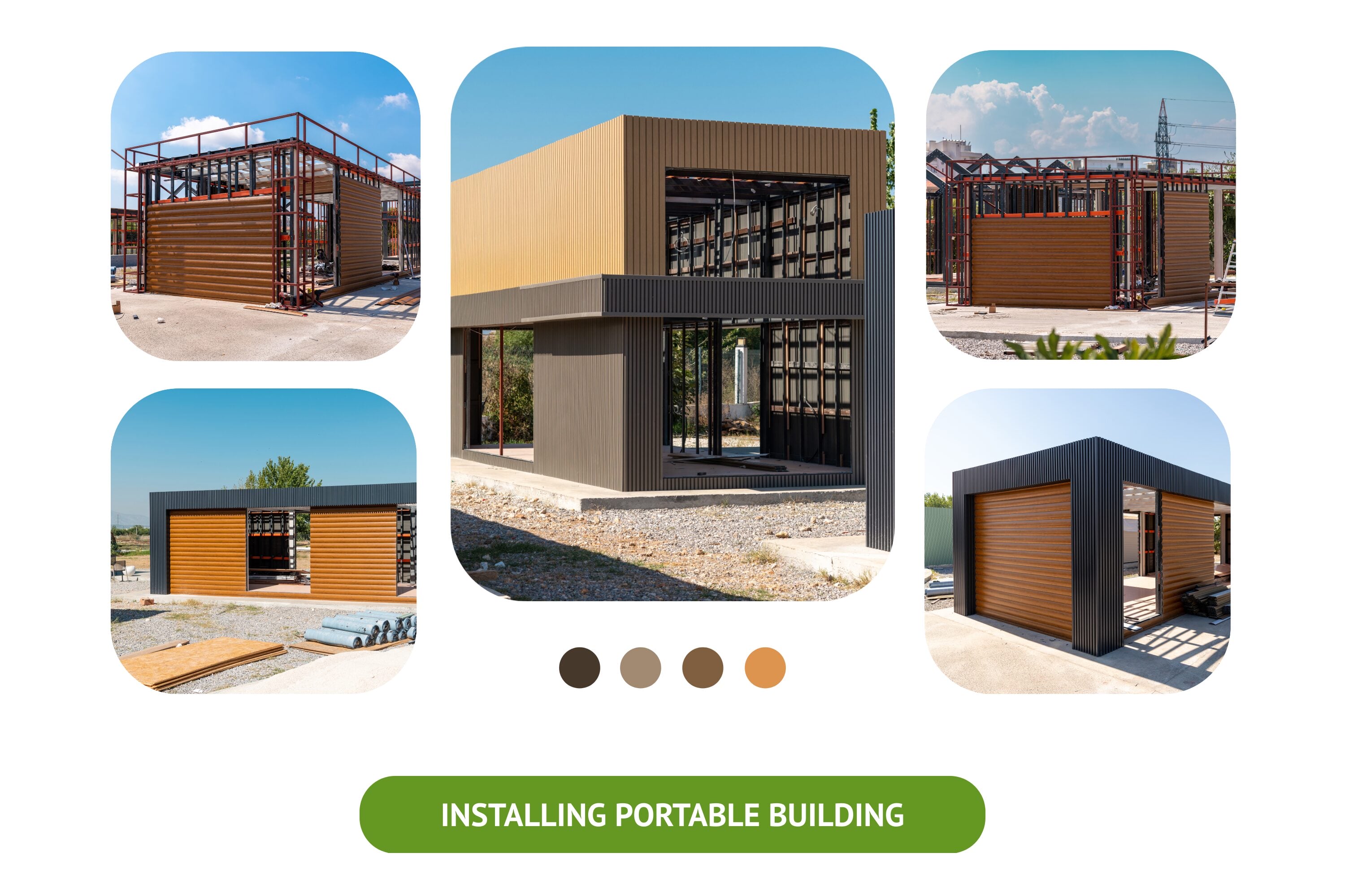 Installation of portable office buildings.