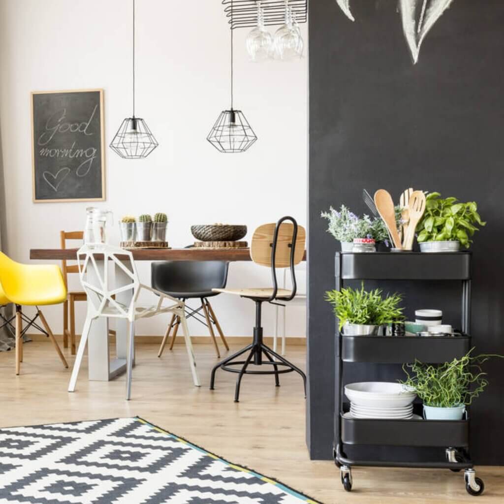 Add a rolling kitchen cart in your small kitchen ideas