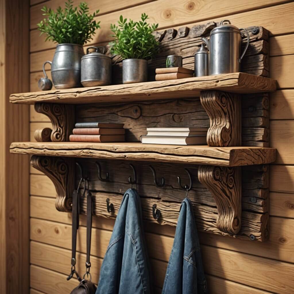 Shelf with Customized Logs and Hooks
