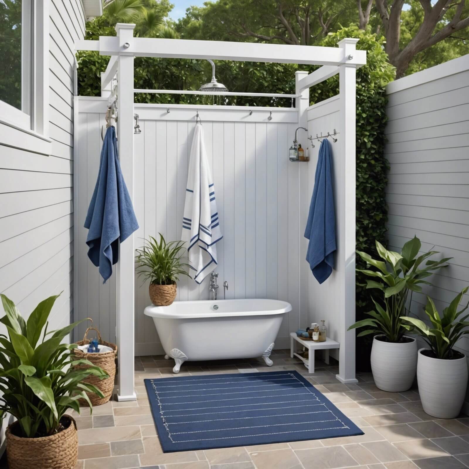 Discover a simple and elegant outdoor shower design for your beach house.