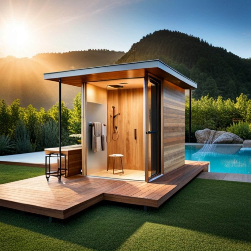 Outdoor showers are a great addition to any outdoor space.