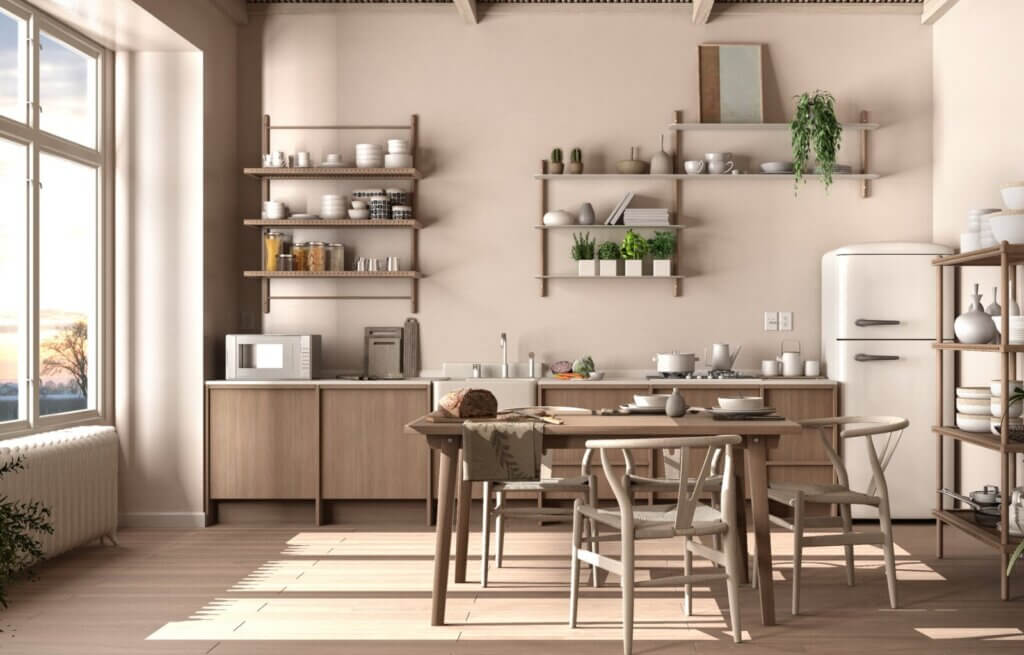 Install a farmhouse table in your kitchen remodel ideas