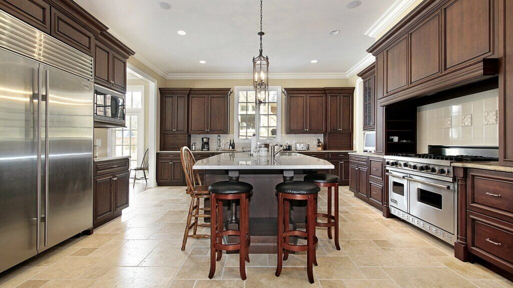 Spacious kitchen featuring a captivating island.