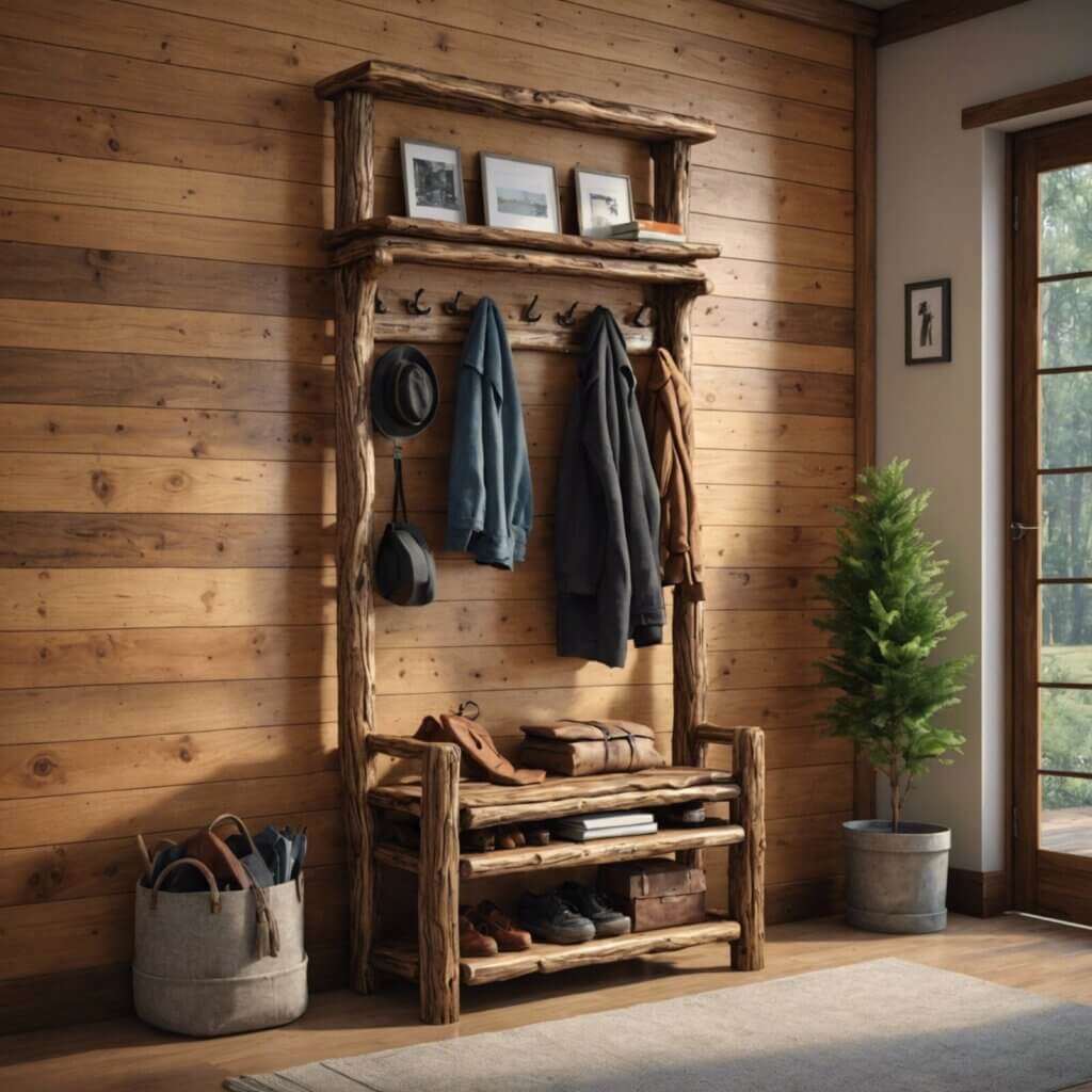 Coat Rack with Log Design