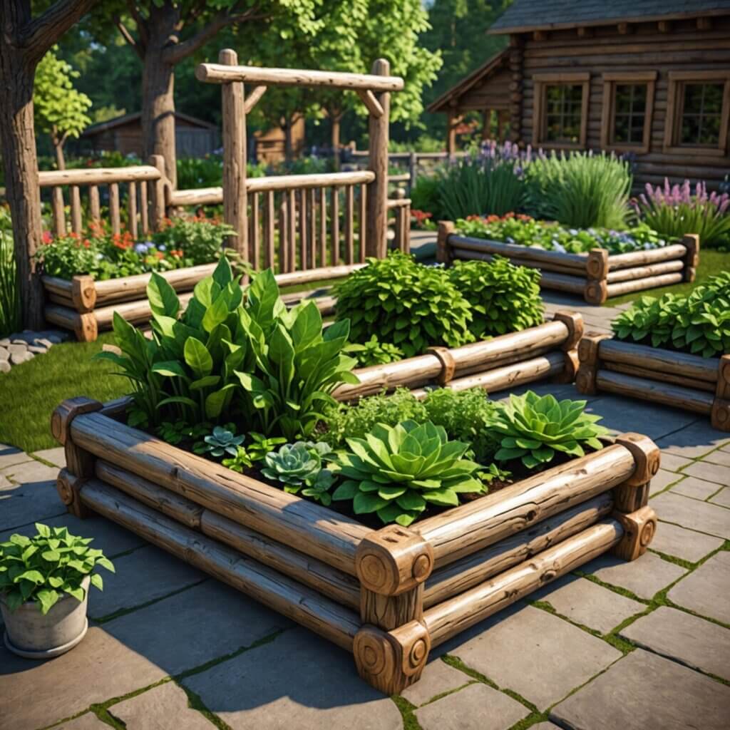 Planters made from logs and raised garden beds are great options for your gardening needs.