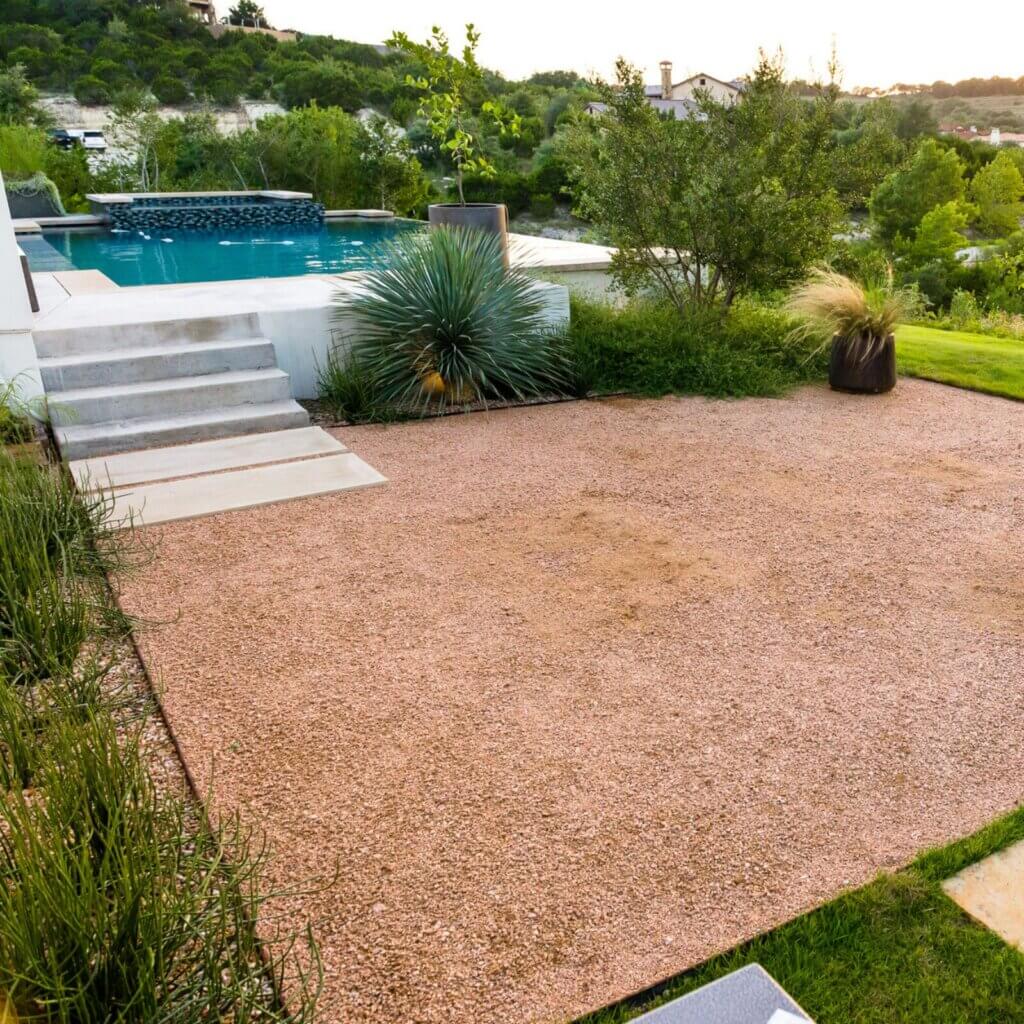 Create perennial flower beds around the pool area.
