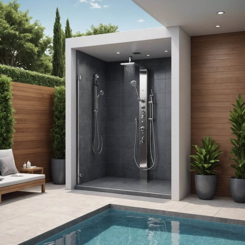 Introducing our exquisite and convenient outdoor pool shower.
