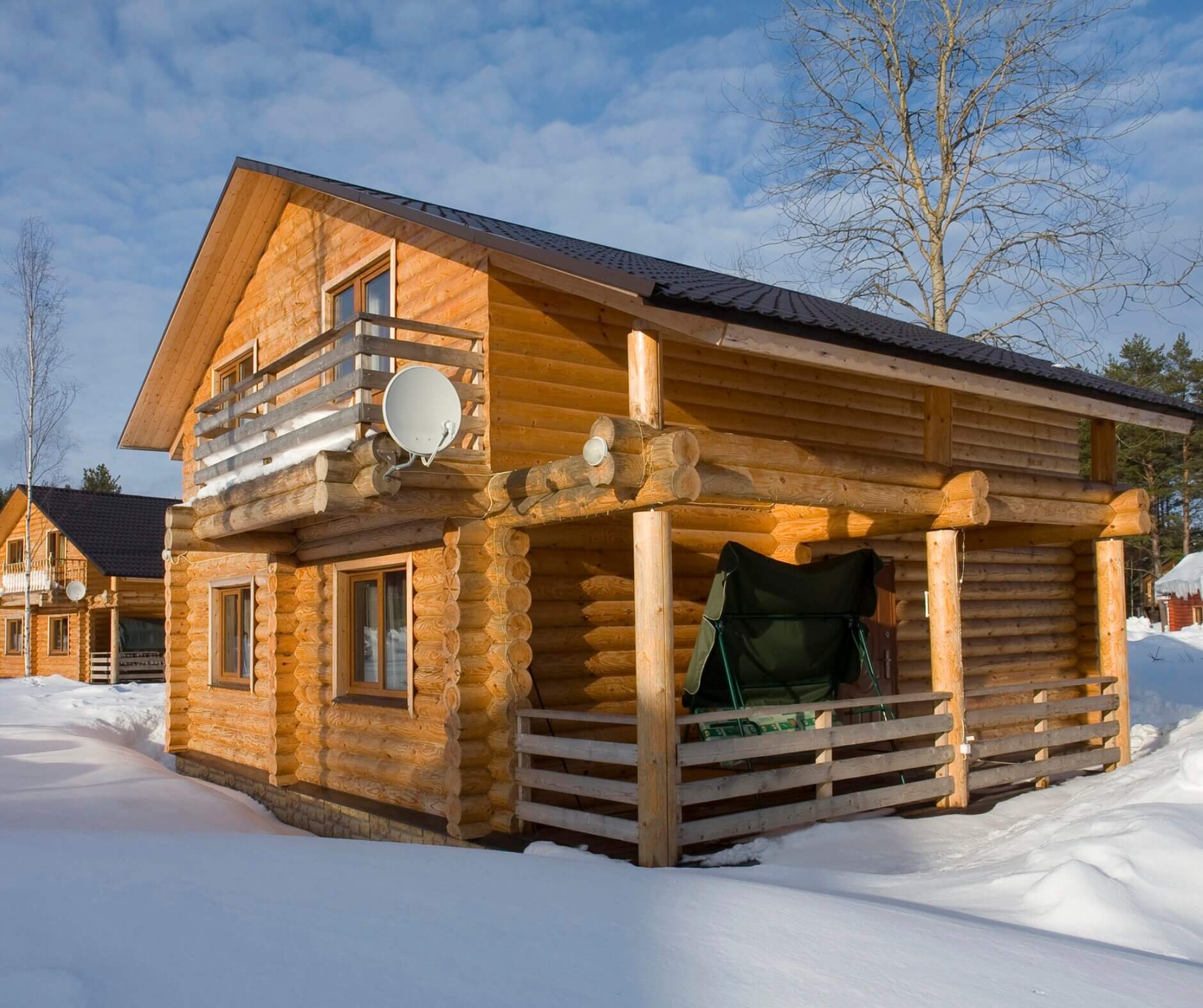 set of contemporary, compact wooden house blueprints.