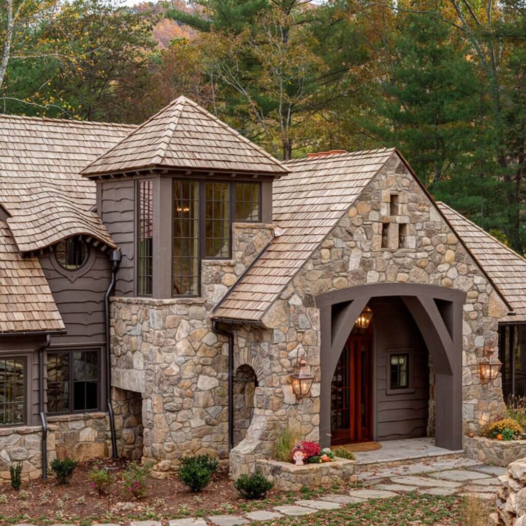 Designing outdoor stone cottages.