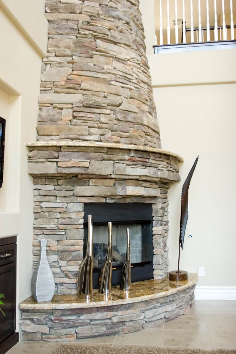 Stone fireplaces are a stunning addition to any home.