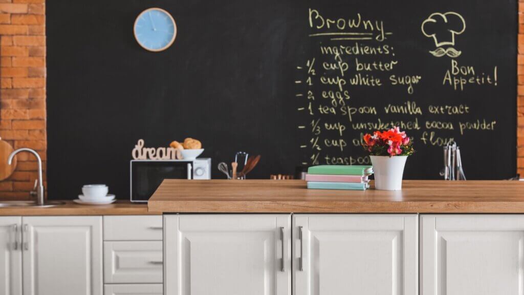 Modern kitchen featuring a stylish table.
