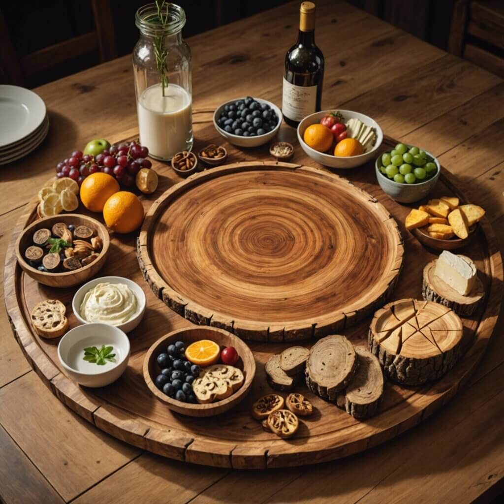 Lazy Susan made of wood logs