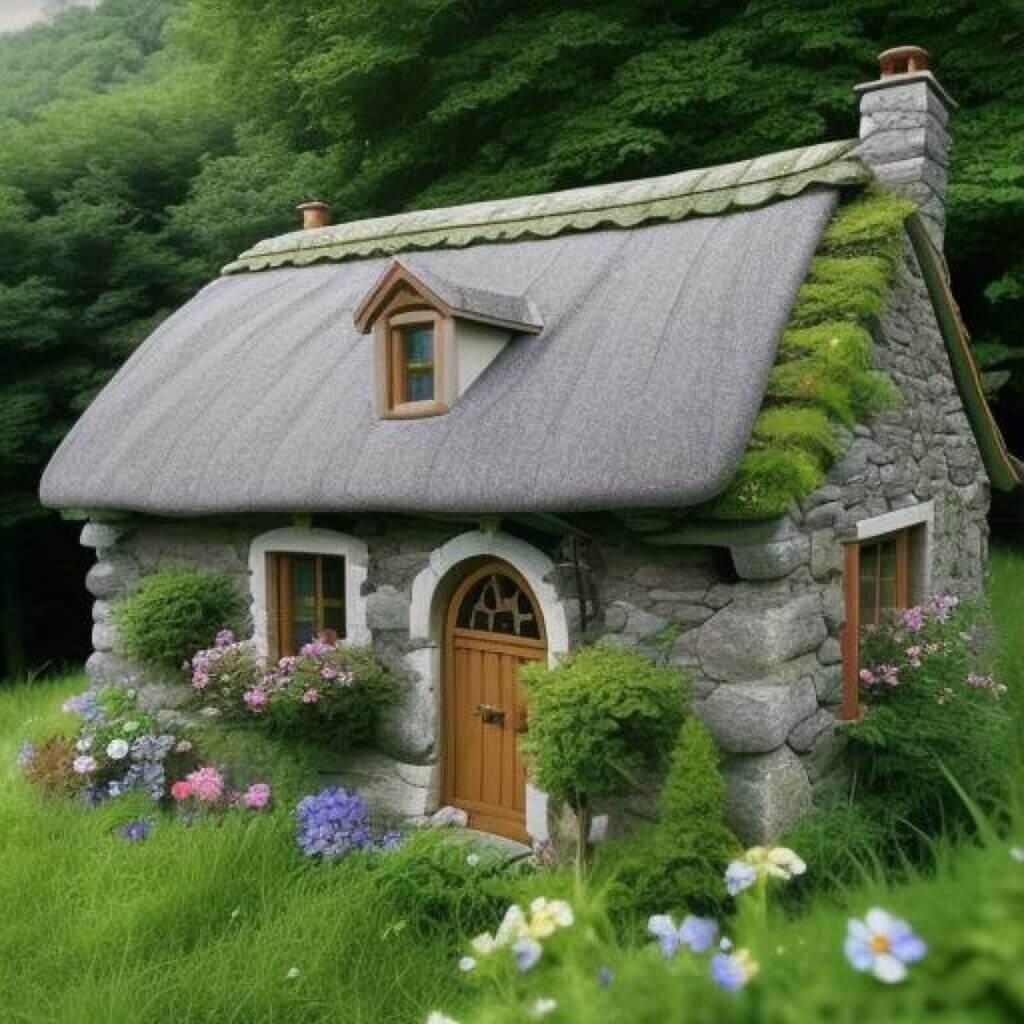 A charming cobblestone cottage.