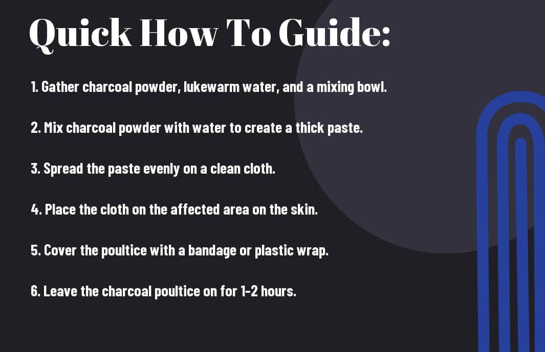 Step-by-step instructions on how to make a charcoal poultice.