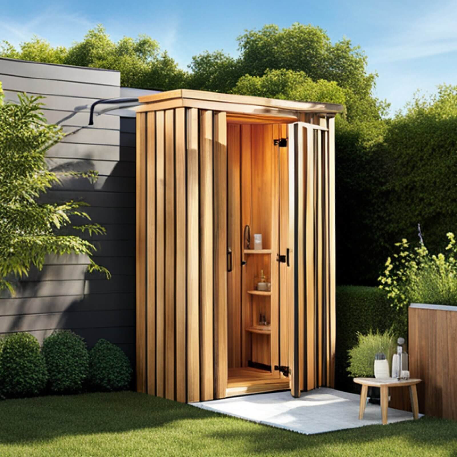 Cabins for outdoor showers can offer a refreshing and relaxing experience while maintaining privacy and convenience.