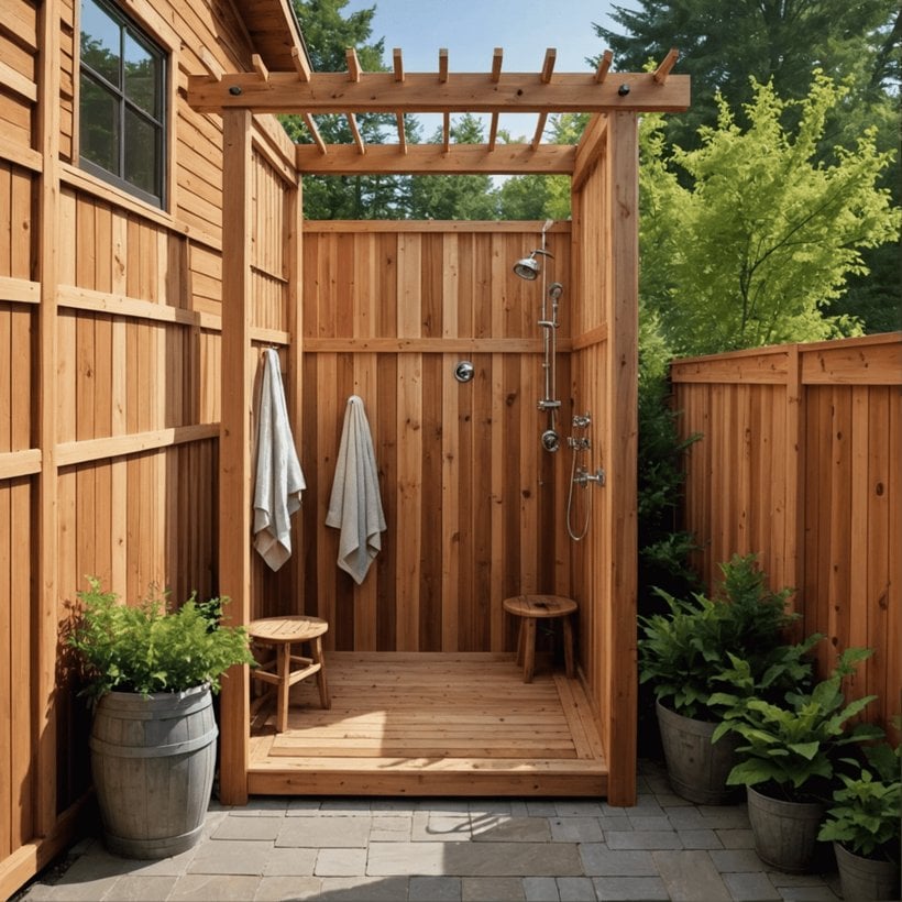 Rustic outdoor shower option
