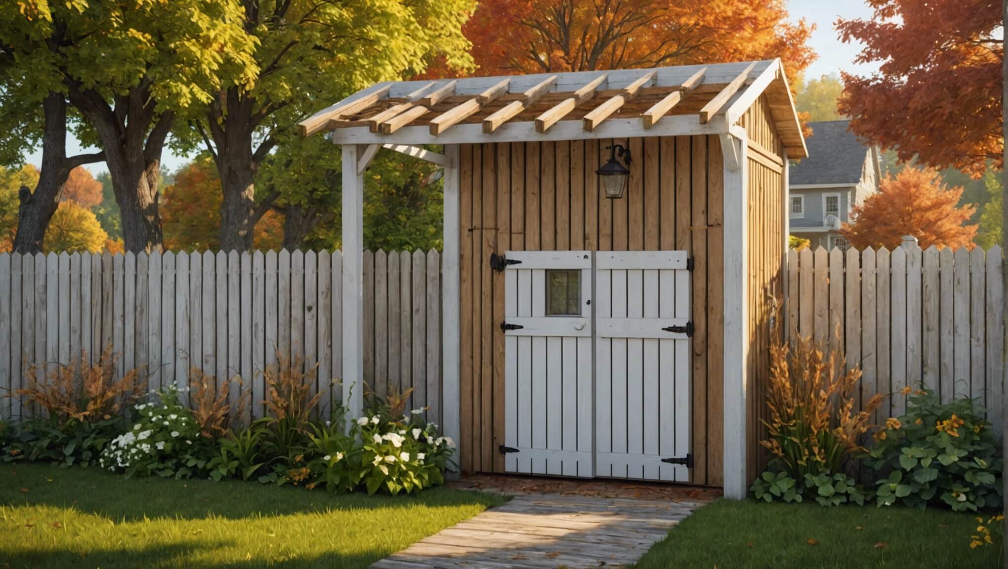 Wooden pickets with a rustic finish.