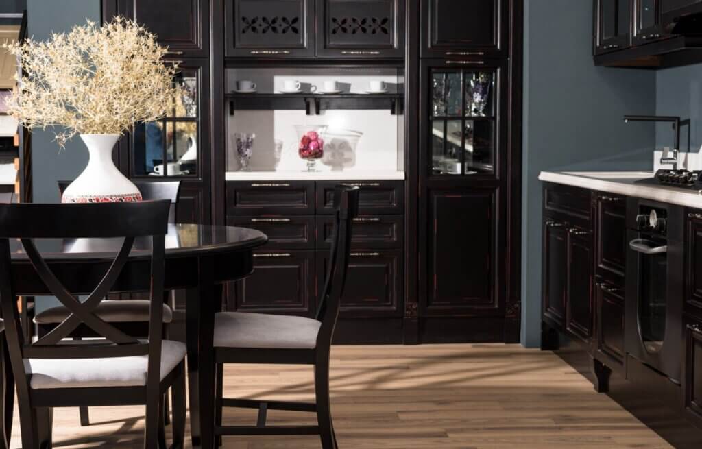 Ideas for a small black and white kitchen design.