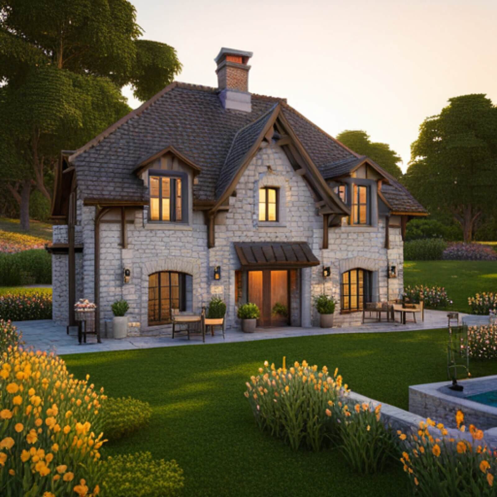 Tiny houses made of stone.