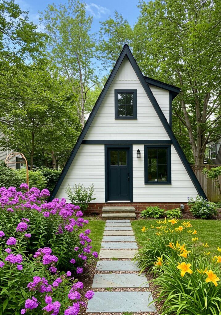Vibrant Scandinavian Tiny A-Frame Cottage