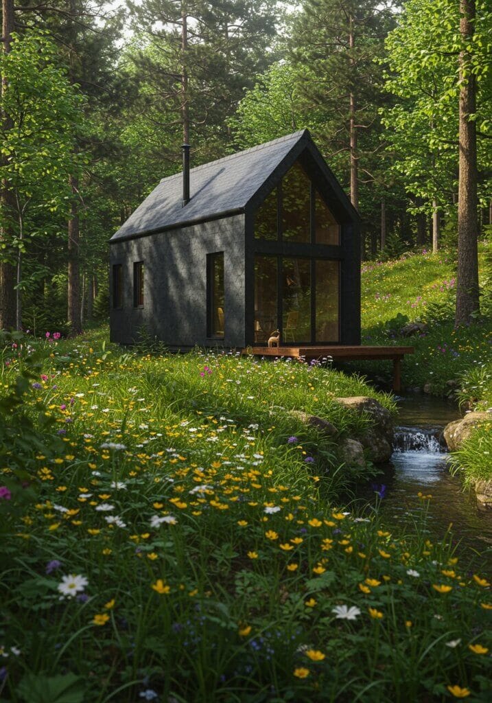 Charming Black Tiny House Amidst Nature