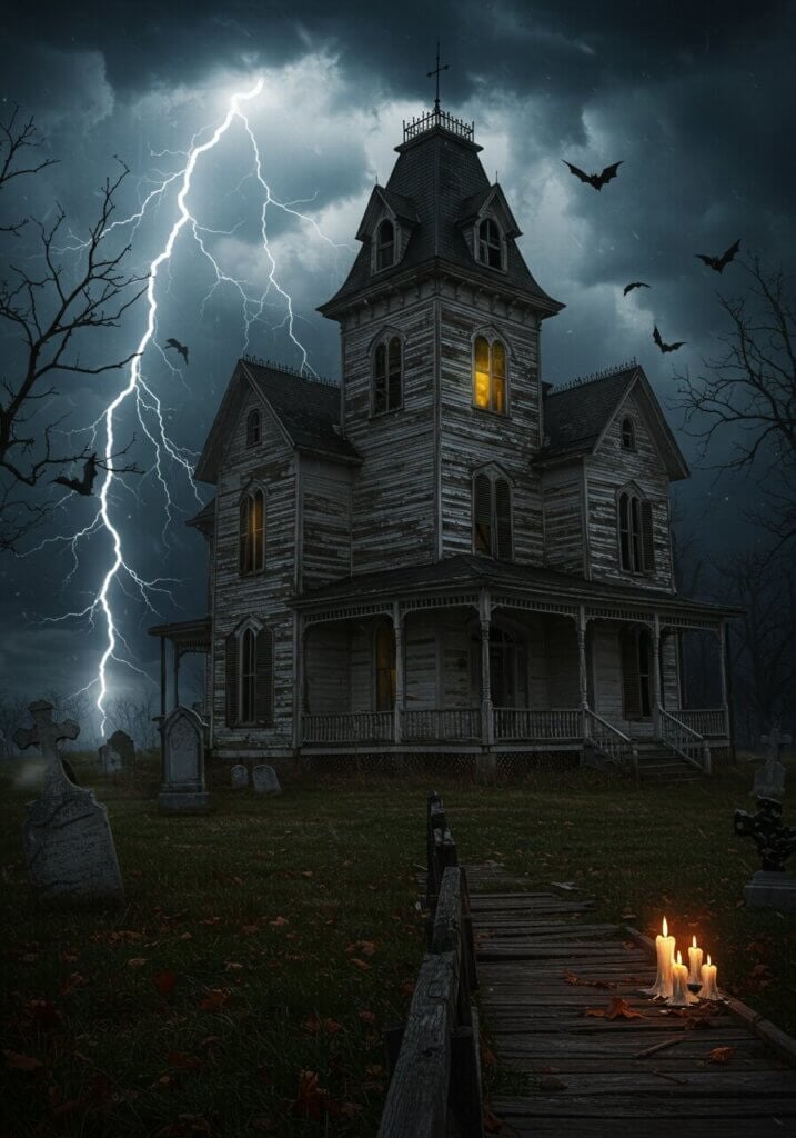 Storm-Lit Victorian Mansion
