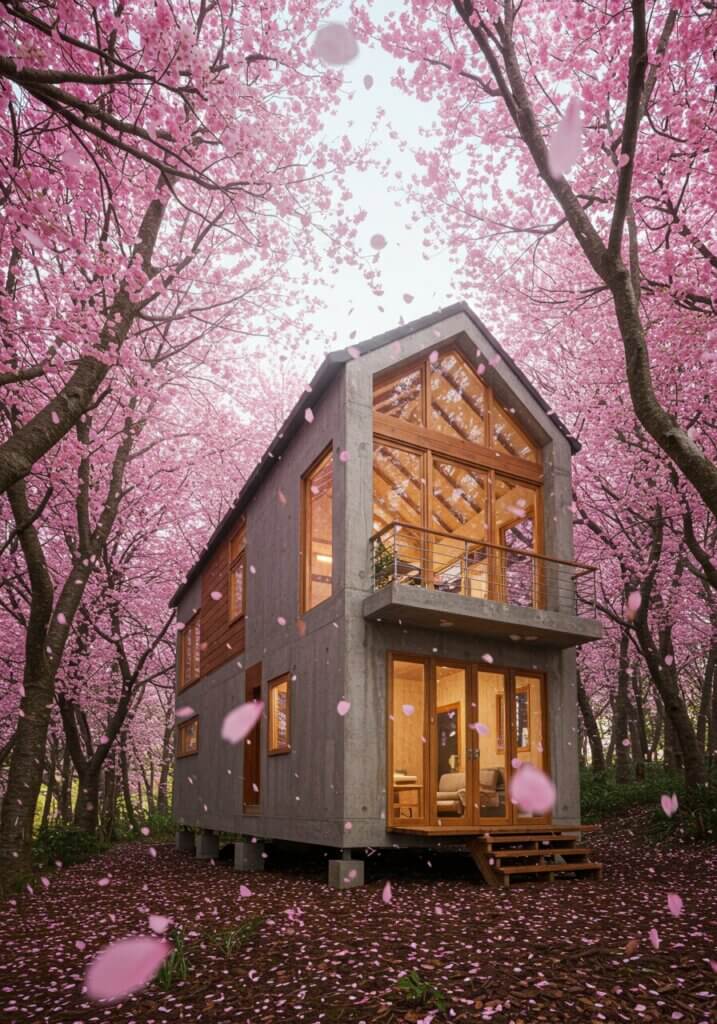 Modern Two-Story Tiny House Nestled in the Woods