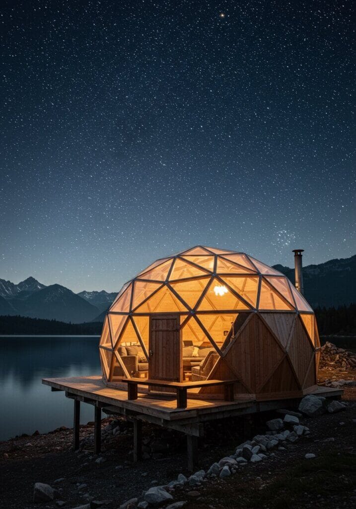 Dome Cabin Amidst Mountains
