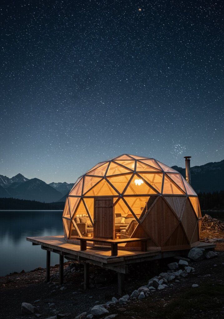 Dome Cabin Amidst Mountains