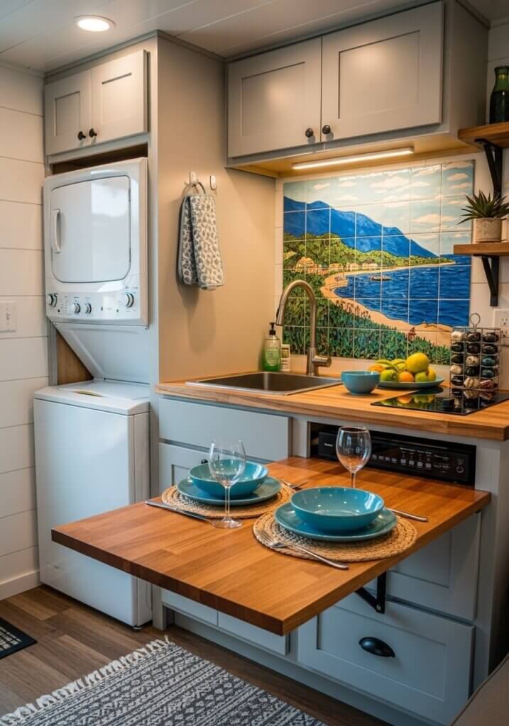 10_Laundry Nook Ceramic Mural Tiny Kitchen