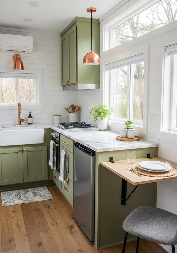 13_L-Shaped Versatility Copper Pendant Kitchen