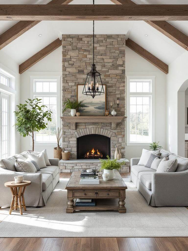 1_Spacious Farmhouse Retreat With a Grand Stone Fireplace