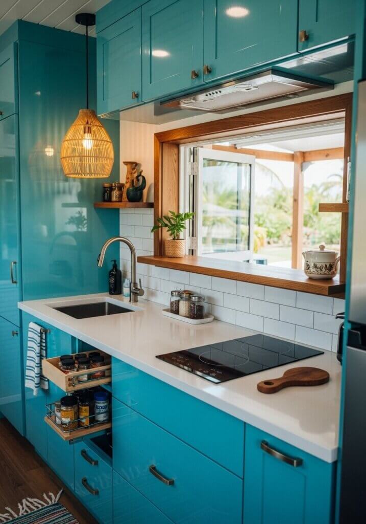 2_Tropical Pass-Through Teal Coastal Kitchen