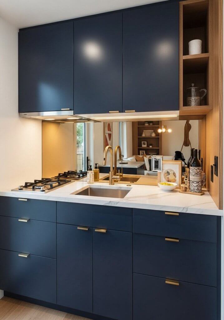 32_Counter-Depth Sleek Brass Mirror Kitchen