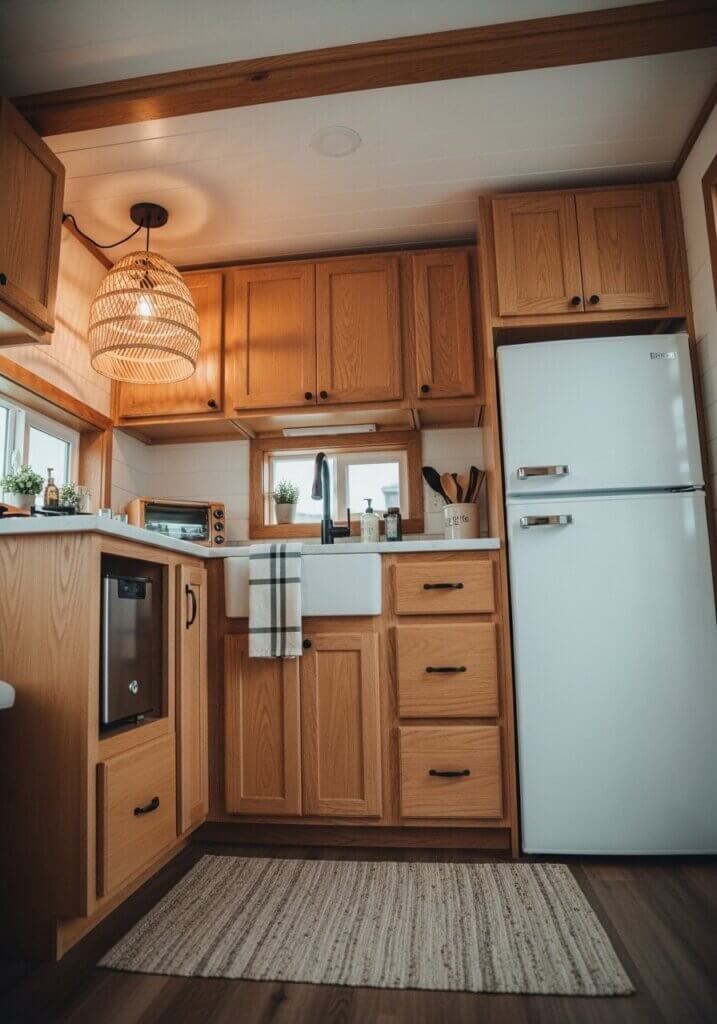 33_Tambour Door Ease Woven Pendant Kitchen