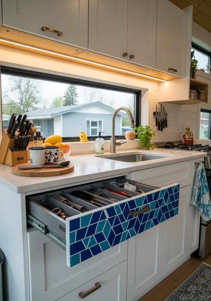 34_Organized Drawers Mosaic Drawer Kitchen