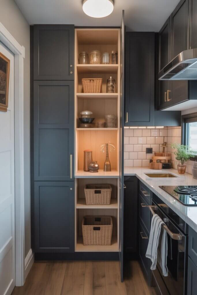 35_Shallow Pantry Gem Brass Handle Kitchen