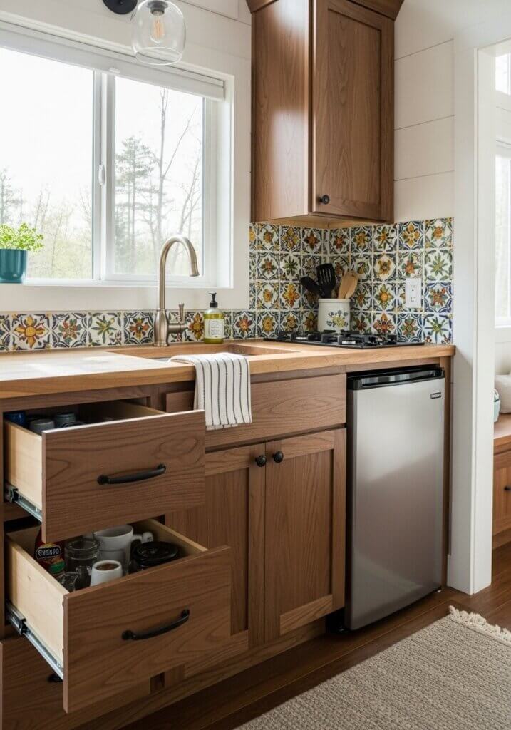 36_Toe-Kick Treasure Hand-Painted Tile Kitchen