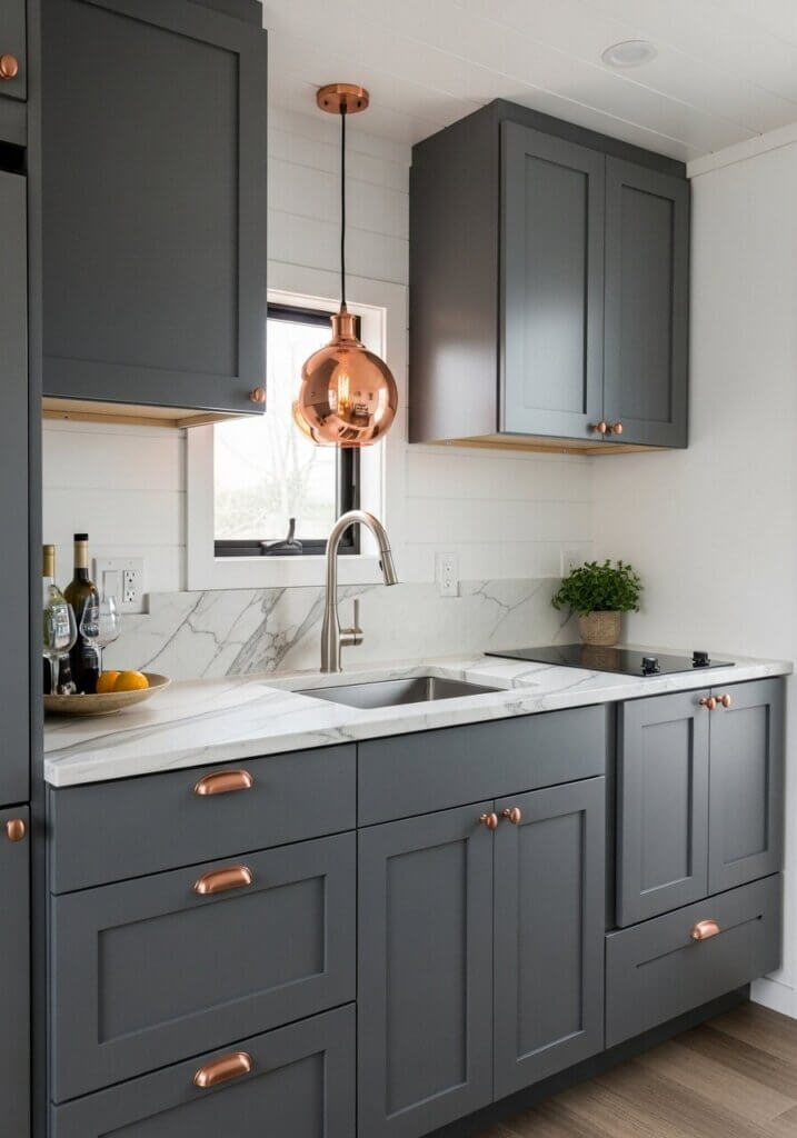 37_Streamlined Pulls Copper Pendant Kitchen