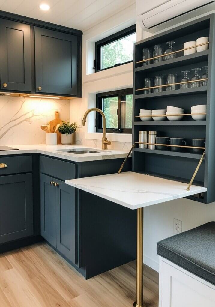 40_Stowable Table Brass Leg Kitchen