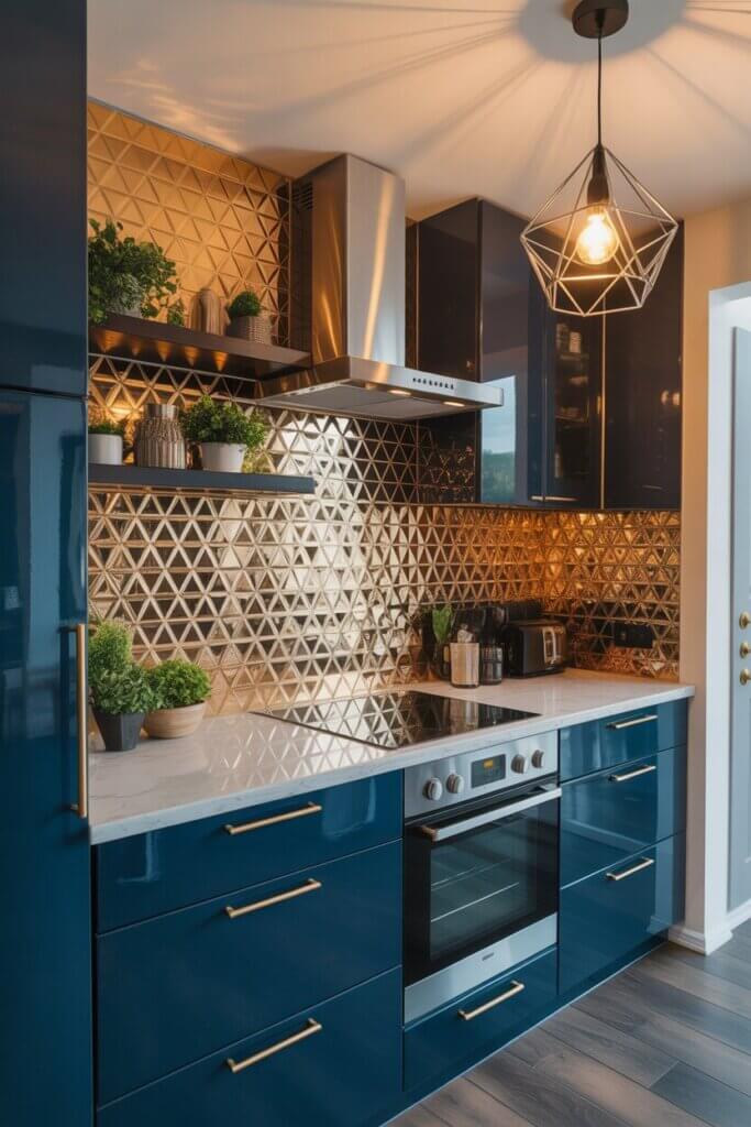 46_Metallic Illusion Geometric Pendant Kitchen