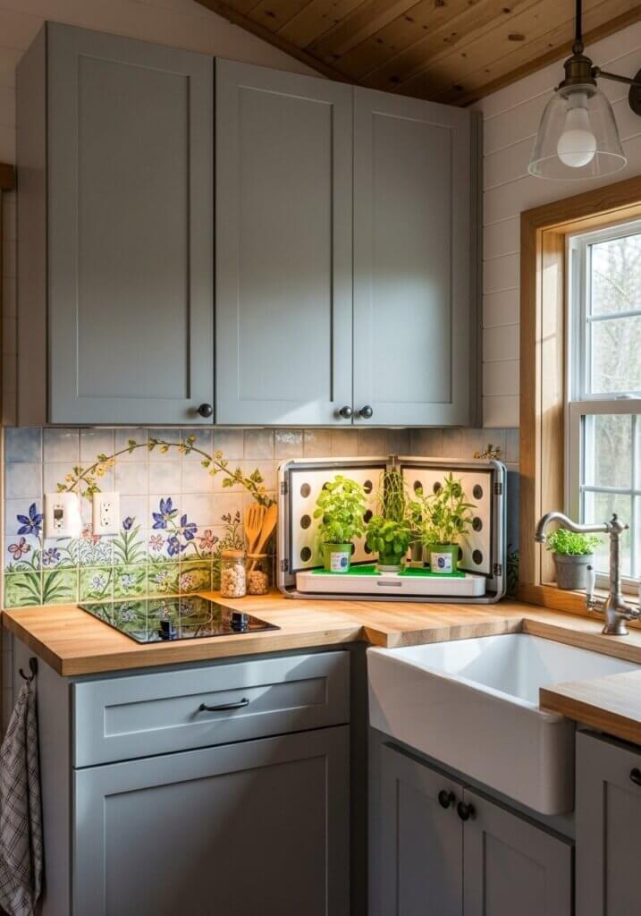 50_Herb Garden Haven Hand-Painted Tile Kitchen