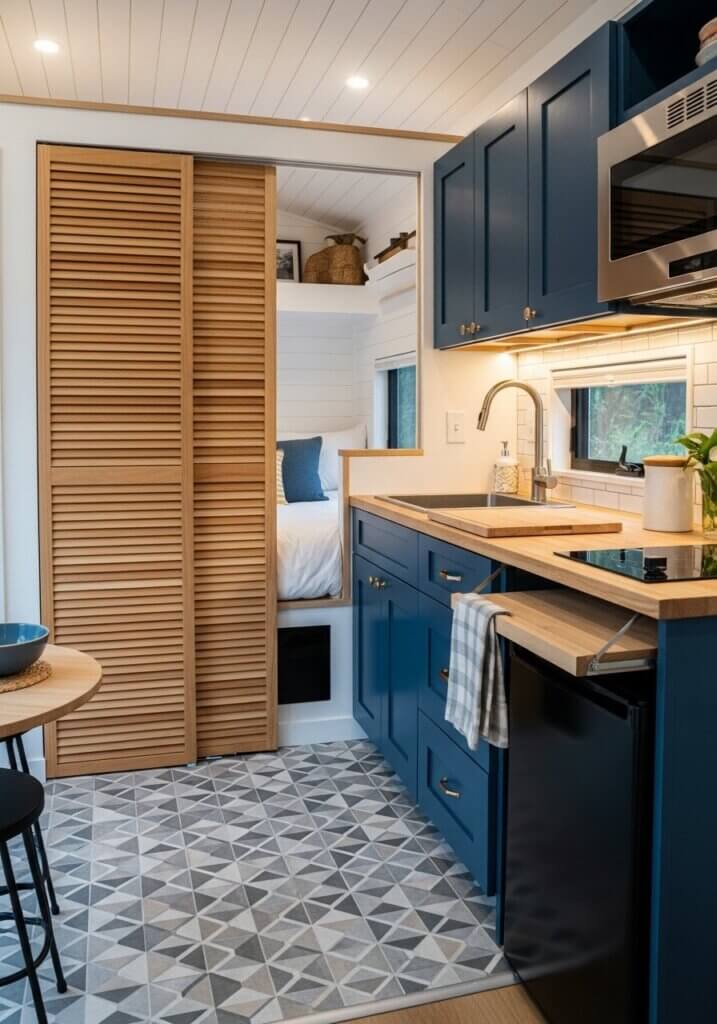 5_Slatted Screen Studio Geometric-Tiled Kitchen