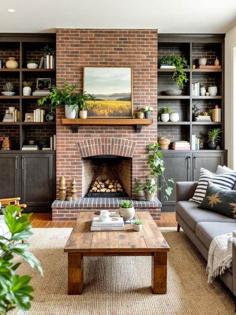 8. Atlanta Brick Fireplace Country Retreat