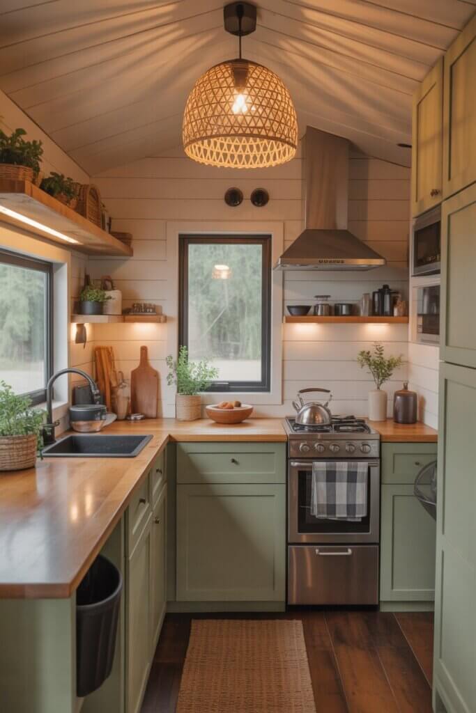 8_Petite Parisian Woven Basket Lit Kitchen